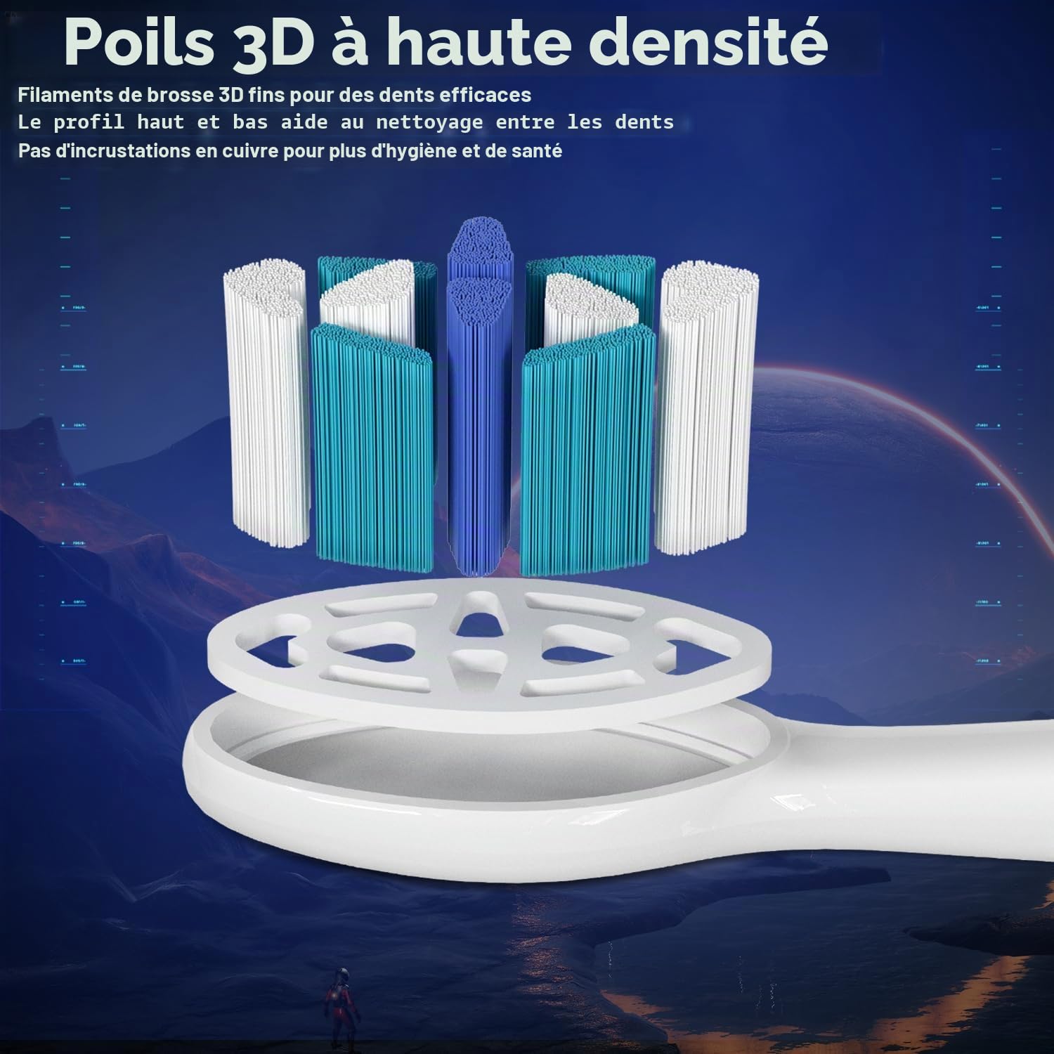 Seago Brosse à dents électrique, avec station de charge sans fil, brosses à dents à ultrasons et étui de voyage, minuterie de 2 minutes, 3 modes, 3 intensités, 8 têtes de brosse, SG-982 (Bleu)