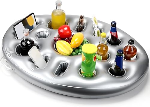 Beeveer Enfriador flotante inflable, soporte flotante para bebidas con 14 agujeros, flotadores de bebidas para piscina, piscina, flotadores de disponible en Yaxa Venezuela