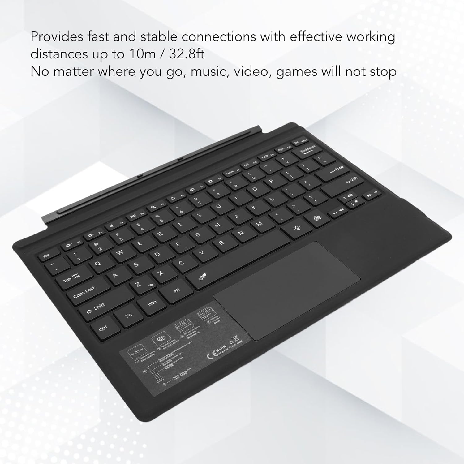 Yunir Bluetooth Tablet Keyboard Rechargeable, Magnetic Portable Backlight Keyboard with Touchpad, for Pro 3 4 5 6 7, 60hr Battery and 10M 32.8ft Working Distance (Black)