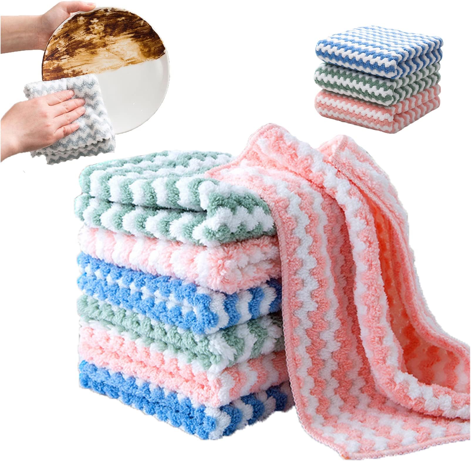 XIRUJNFD Straseapoit Microfiber Cleaning Rag, 5/10/20Pcs Multifunctional Cleaning Rags, Super Absorbent Kitchen Dish Cloths, Cleaning Rags for Housekeeping, 12 in x 12 in, Mix Color (5Pcs)