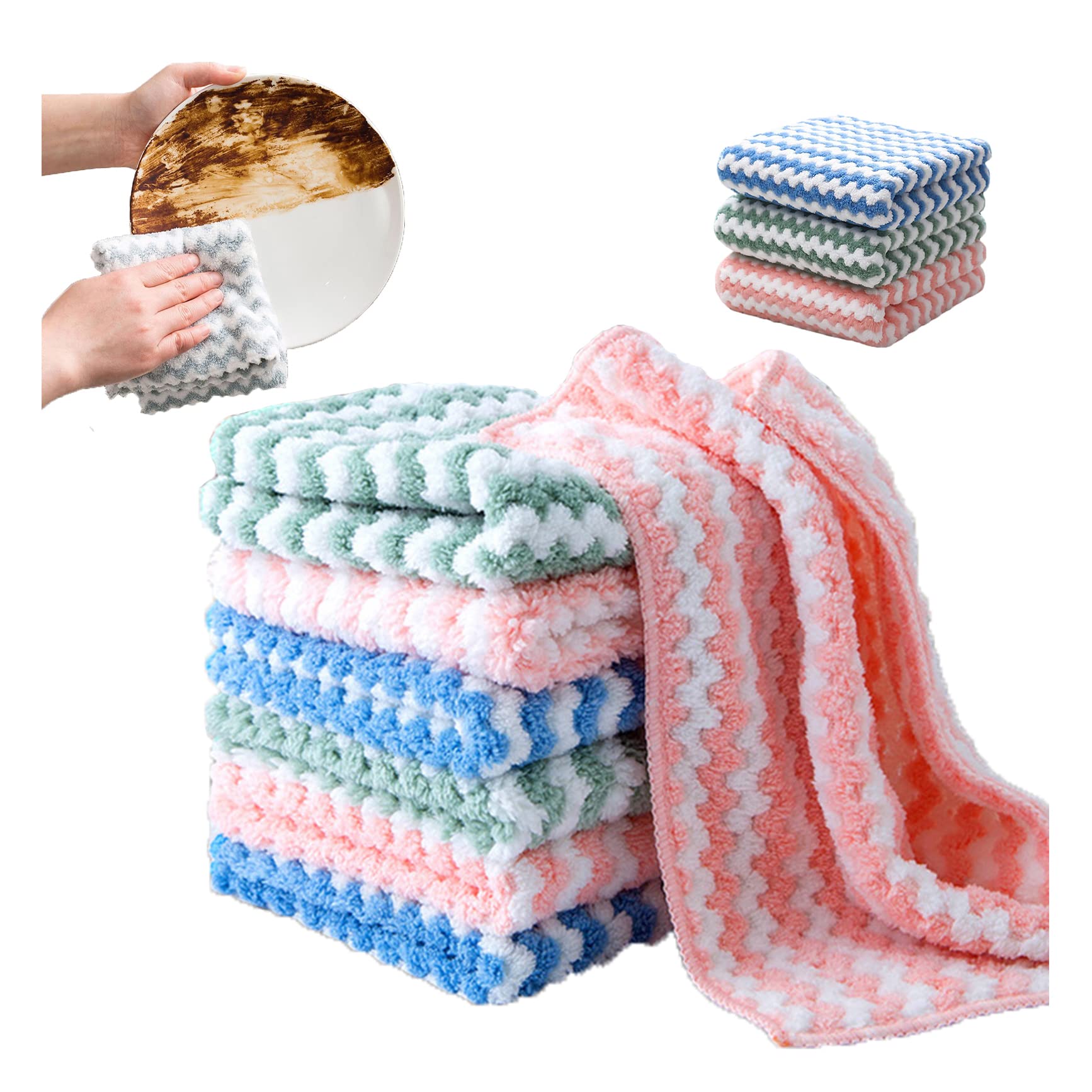 XIRUJNFD Straseapoit Microfiber Cleaning Rag, 5/10/20Pcs Multifunctional Cleaning Rags, Super Absorbent Kitchen Dish Cloths, Cleaning Rags for Housekeeping, 12 in x 12 in, Mix Color (5Pcs)