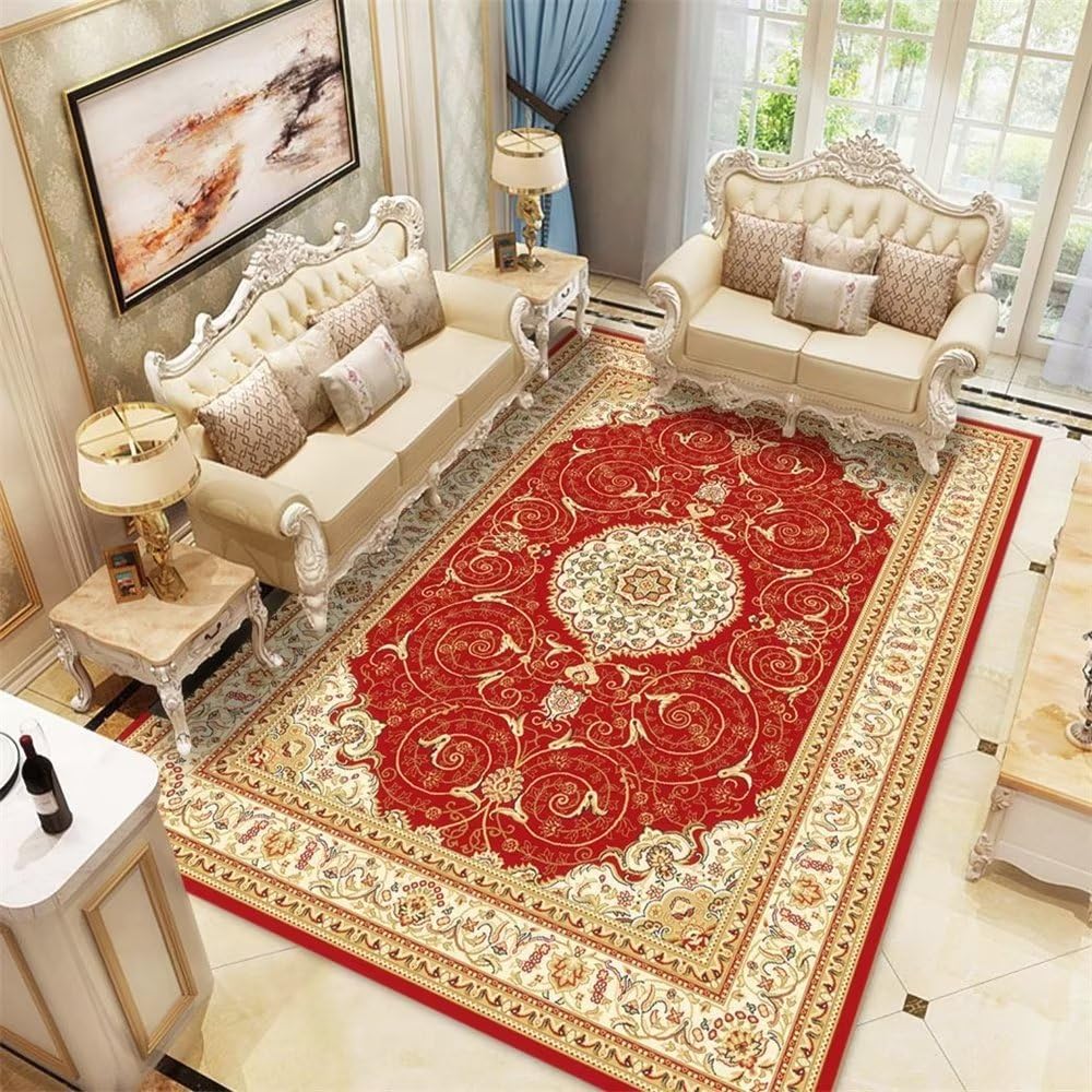 Tapis enfant garçon résistant aux acariens et grand tapis de salon floral