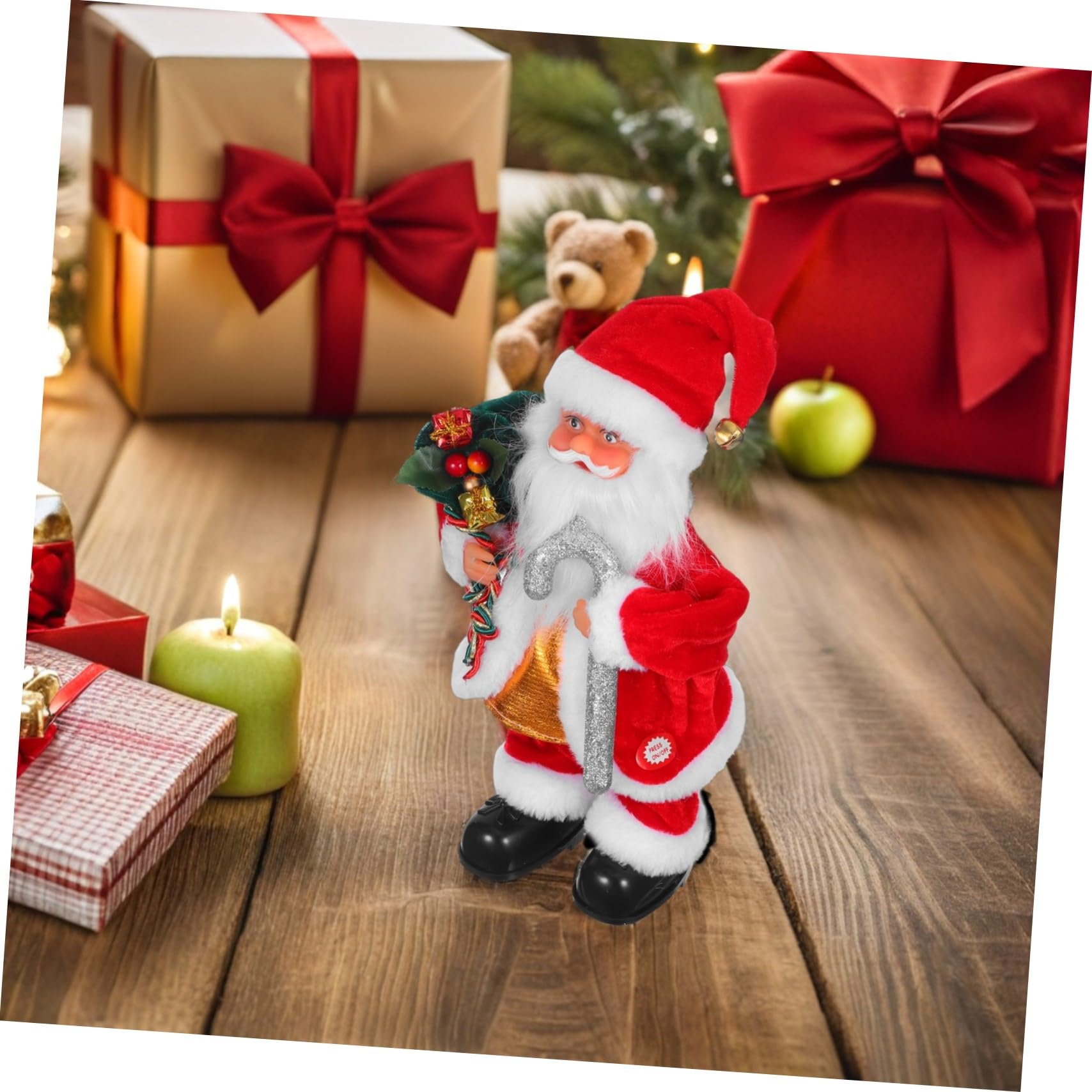 Hemobllo Juguete Eléctrico de Papá Noel Decorativo Juguete para Fiestas Navideñas con Música y Movimiento para Infantiles y Decoraciones Festivas