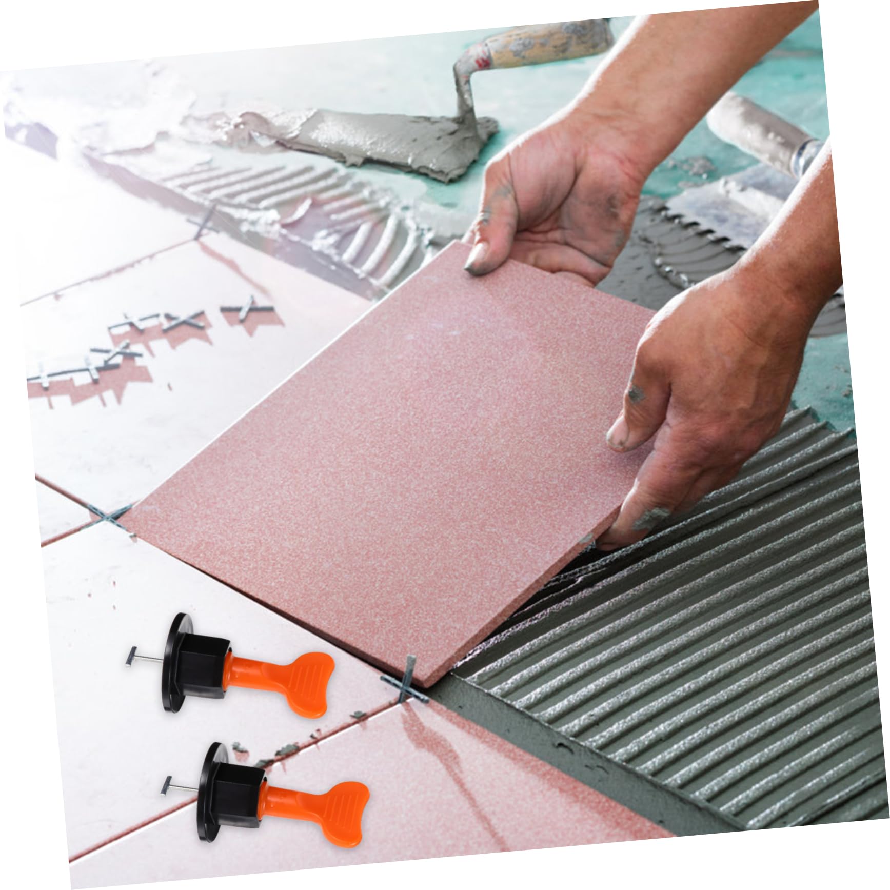 UKCOCO Kit de Système de Nivellement Carrelage Réutilisable en Plastique Noir 100 Pièces pour Sols et Murs, Outil Pratique pour Pose Précise de Carrelage