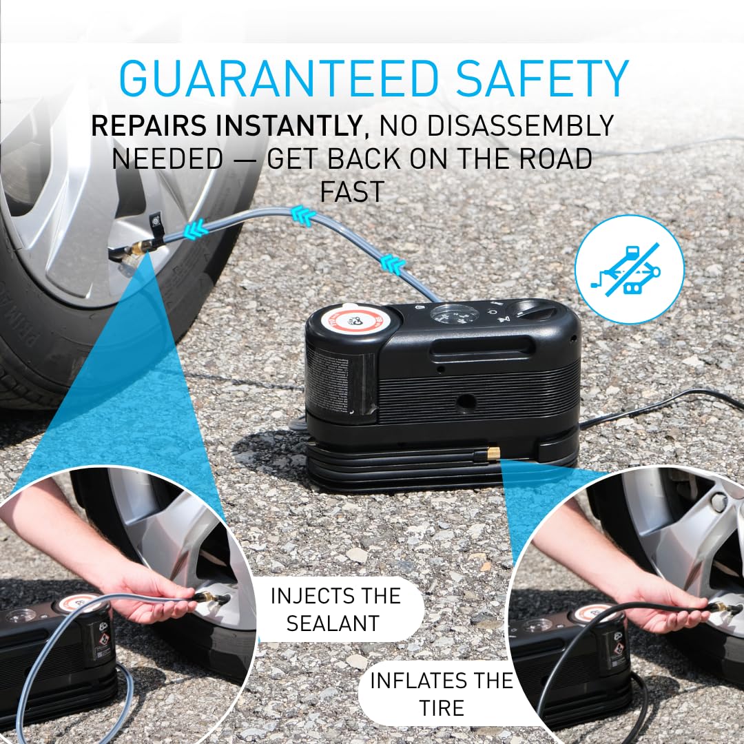 Fix&Go-sensor, reparatieset voor autobanden met draagbare 12V