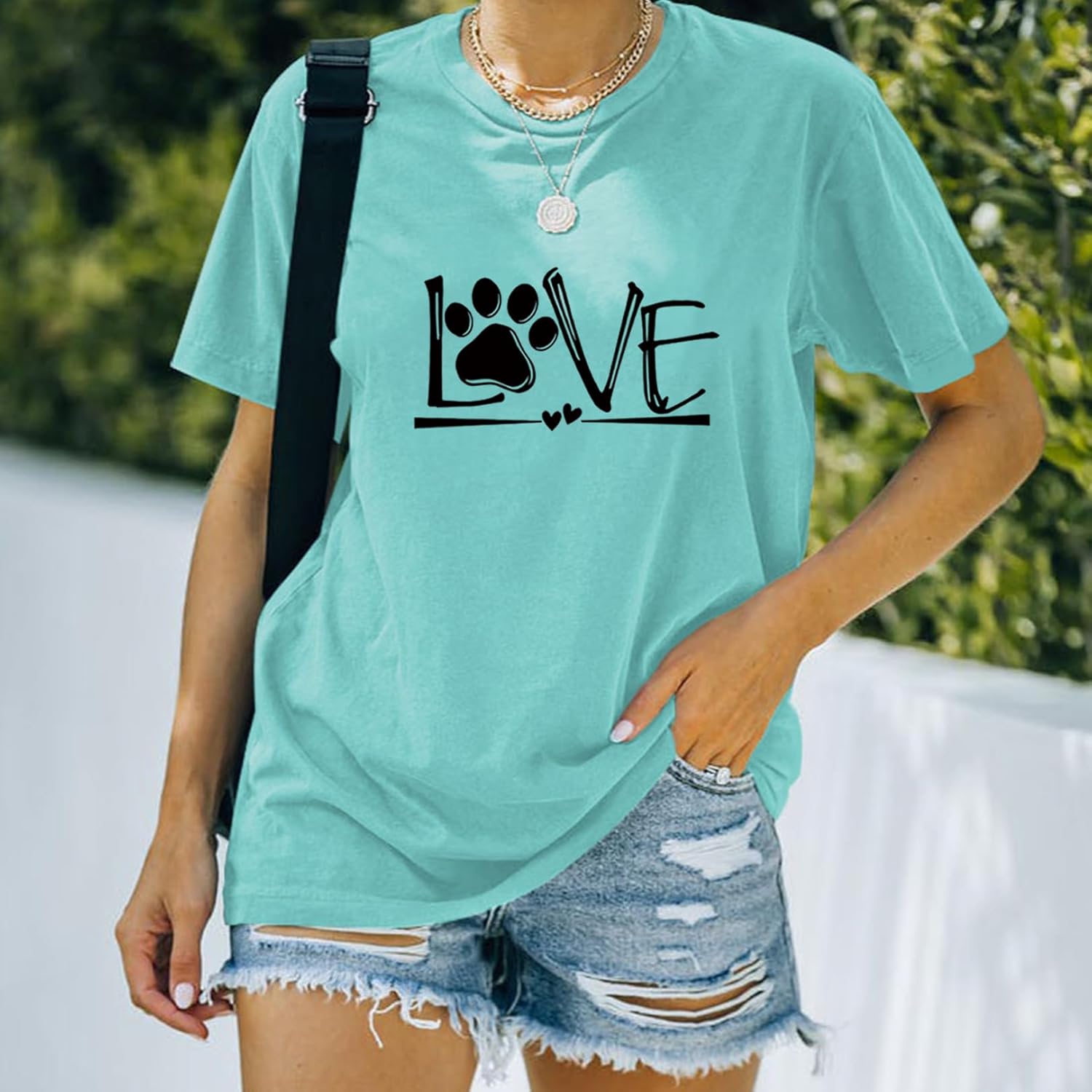 Dog Mom Shirts for Women Letter Love Printed T Shirts Front Heart-Shaped T-Shirt Trendy Crewneck Summer Tops Clothes - Image 2