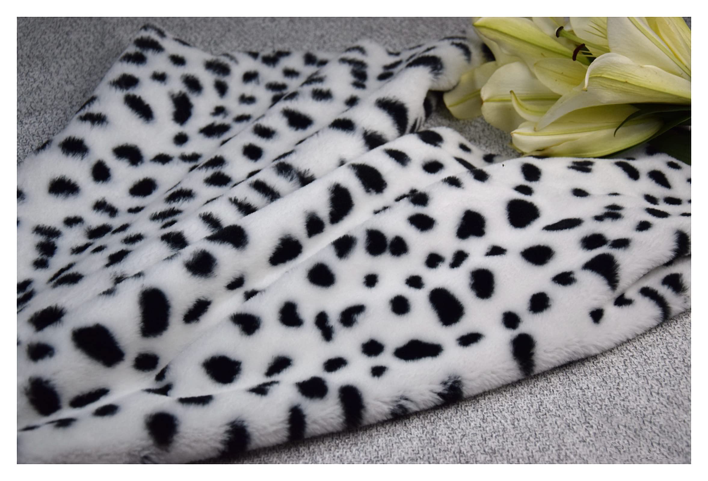 Kunstfell Meterware Leopard-punkt Nachgeahmt Kaninchen-pelz-plüschstoff Für Kleidungsschal-teppich 160 Cm Breit Meterware Verkauft(Color:Weiß)