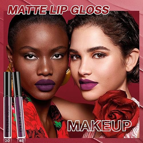 Miniatura 258 de evpct Juego de 3 lápices labiales líquidos de color oscuro, color rojo, verde esmeralda, mate, 24 horas, de larga duración, impermeable, a prueba