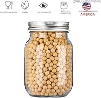 Vista 4 de Tarros de vidrio de boca regular, tarros de vidrio transparente de 16 onzas con tapas de metal plateado para sellar, tarros de conservas