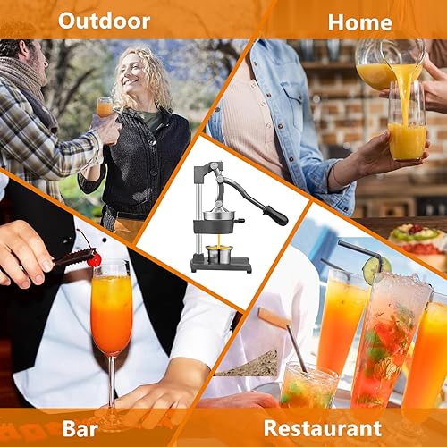 Miniatura 7 de Exprimidor manual de hierro fundido de alta resistencia comercial para granada, lima, cítricos con taza de acero inoxidable, exprimidor de frutas,