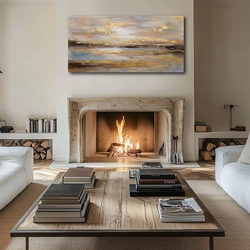 Miniatura 5 de Póster abstracto para pared, cuadros artísticos dorados, cuadros modernos, lienzo de 24 x 48 pulgadas, arte de pared para oficina, dormitorio, sala