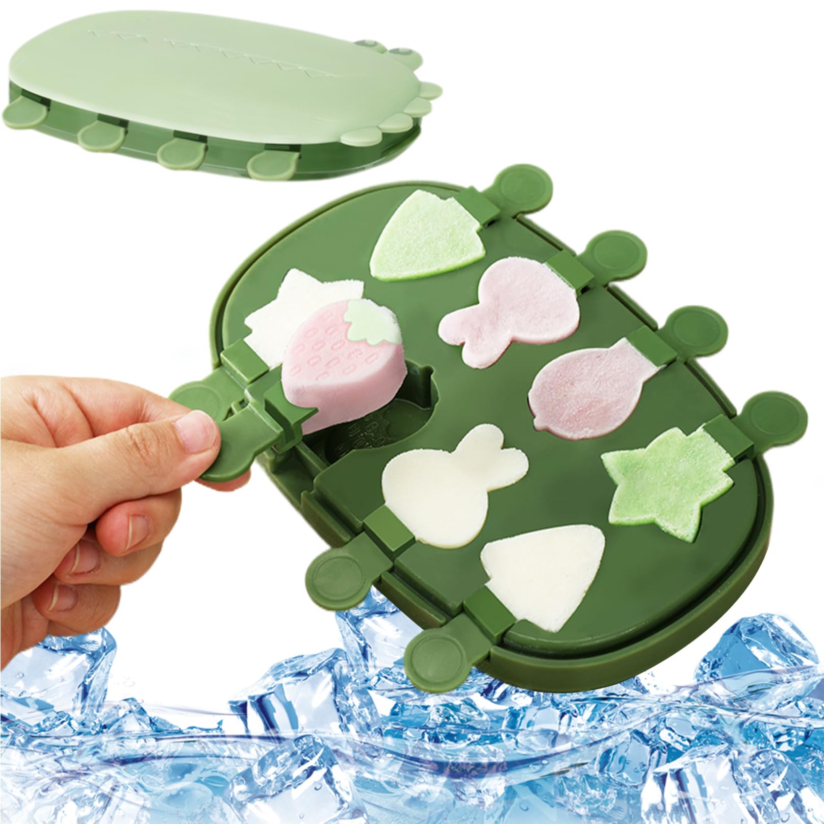 CNAFGBGG Popsicle Molds with Sticks 8 Cavity Silicone Popsicle Molds BPA Free Ice Mold Cute Cartoon Animal Flower Design Reusable DIY Baby Easy Release..