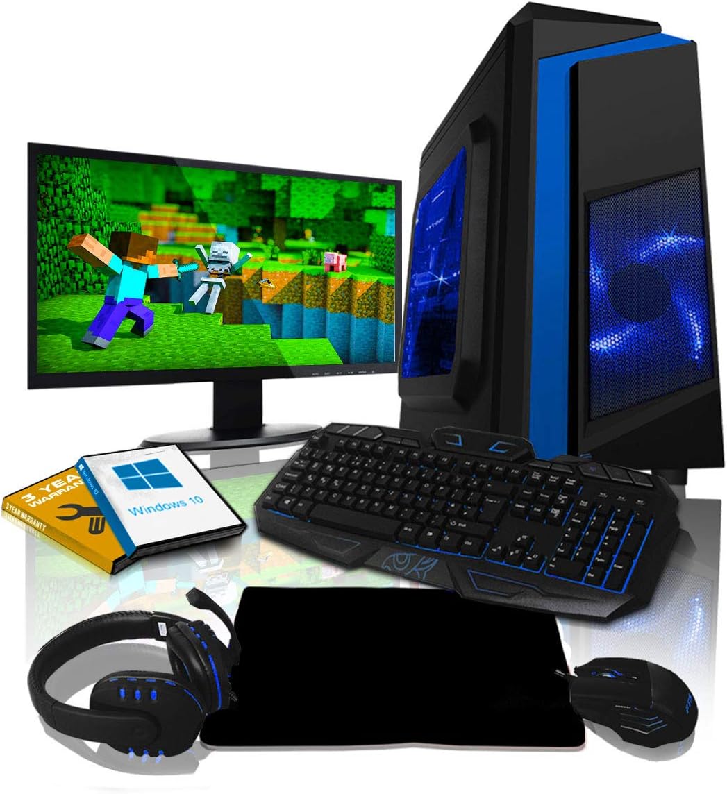 ADMI GAMING PC PACKAGE: 24 Inch 1080p Monitor, Keyboard, Mouse and Gaming Headset - Intel G6400 4.0Ghz Graphics, 1TB HDD, 16GB DDR4, 300Mbps Wifi, Windows 10