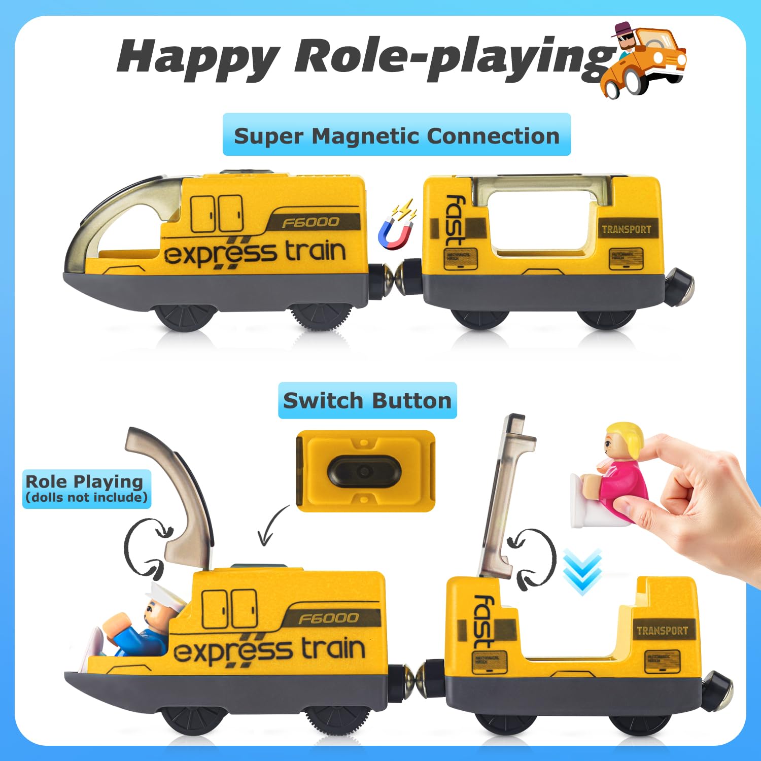 Electric Remote Trains Toy for Wooden Track Remote Control & Motorized Train with 4 Sound and Light Effects for Kids 3 4 5+ Years Old Boys Girls - Image 3