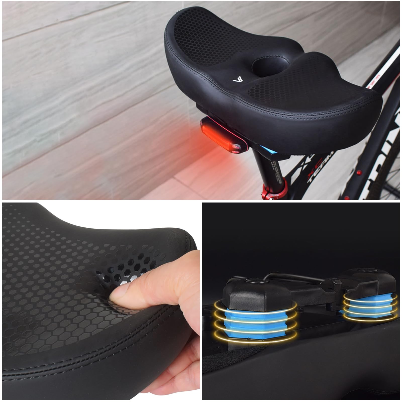 KOOOGEAR Selle de vélo surdimensionnée pour homme et femme, confortable, extra large, respirante, ergonomique, siège de vélo de rechange universel pour VTT, vélo de ville, vélo d'appartement