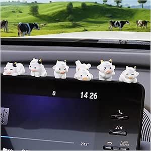 Aazon.co: 8Pcs Cute Cow Car Dashboard Ornaents - Vehicle Rear View Irror/Dashboard - View #3