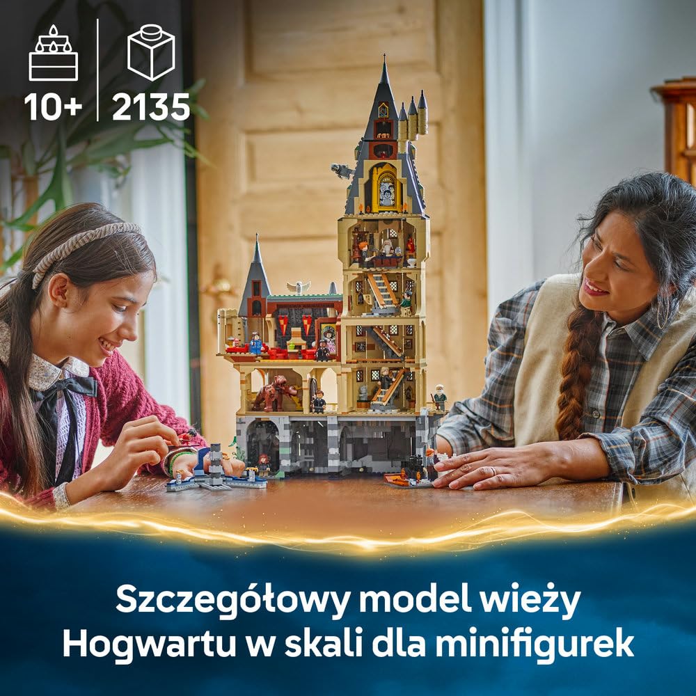 LEGO Harry Potter Zamek Hogwart: Główna wieża 76454 | Kolekcja modułowa, model zamku z figurkami, prezent dla fana Harry’ego Pottera 10+, zestaw klocków dla dzieci, 2135 elementów