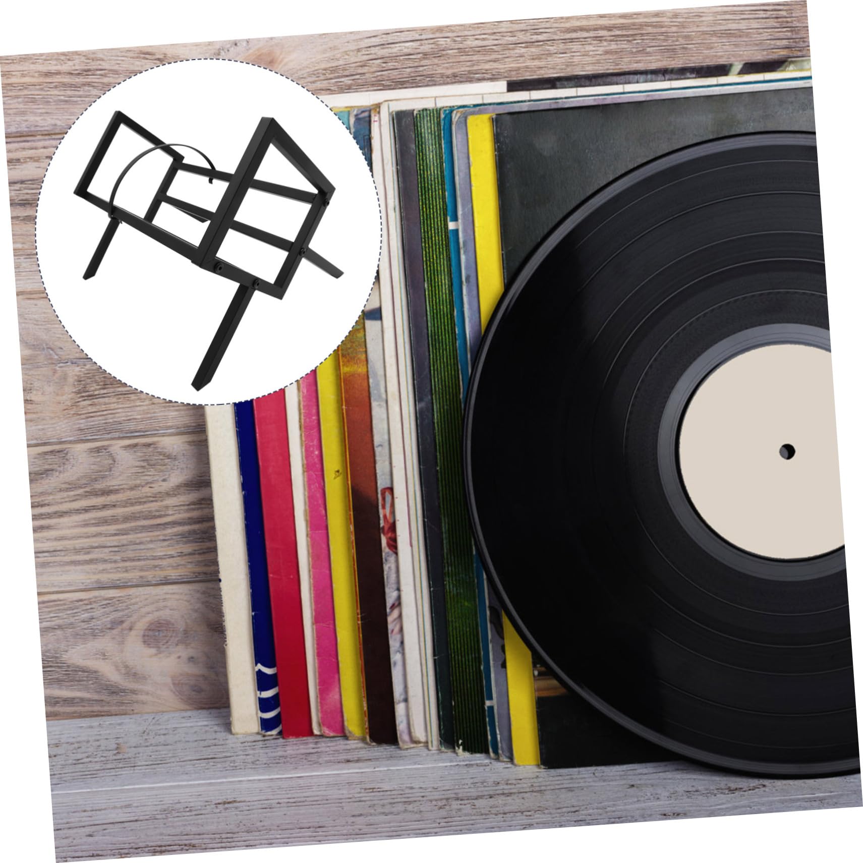 ULTECHNOVO Espositore per Dischi in Vinile e Scaffale Porta CD in Ferro Nero Organizzazione da Scrivania e Paratie Laterali per Casa e Ufficio Moderno