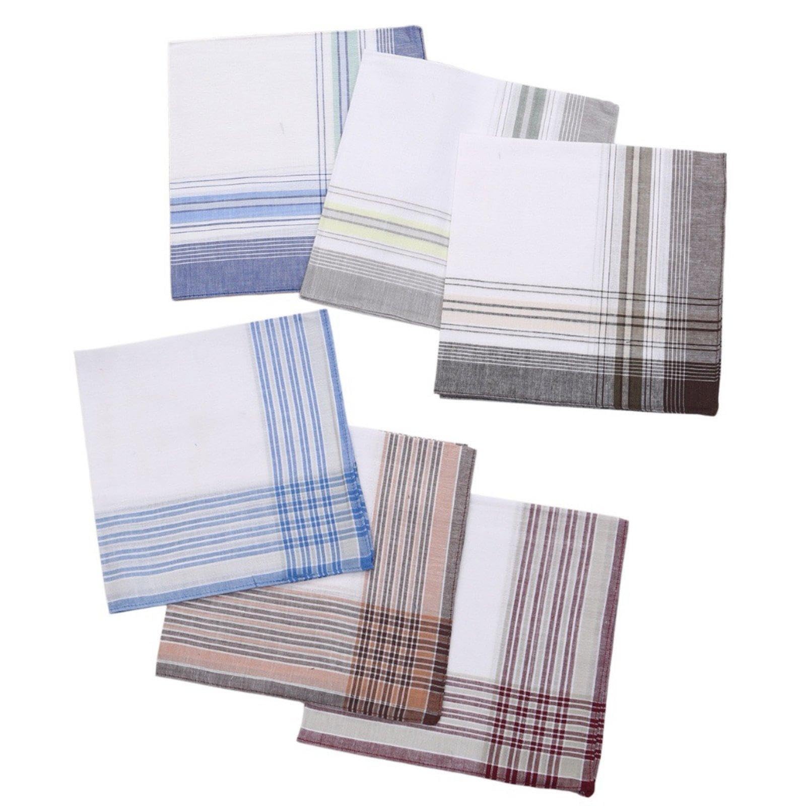 Handkerchief Absorbent Vintage Cloth Hanky Soft Plaid Handkerchief for Seniors, Men, Routine Tote, Travel 6 Pack Style 1-2 Multicolour-image-33