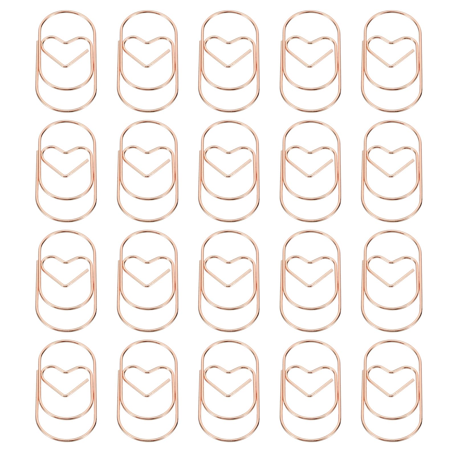 YOKIVE 20 Pcs Paper Clip, Heart-Shaped Clips, Keep Table Neat, Great for Office Art, Home, Daily Use (Rose Gold, 2-inch)
