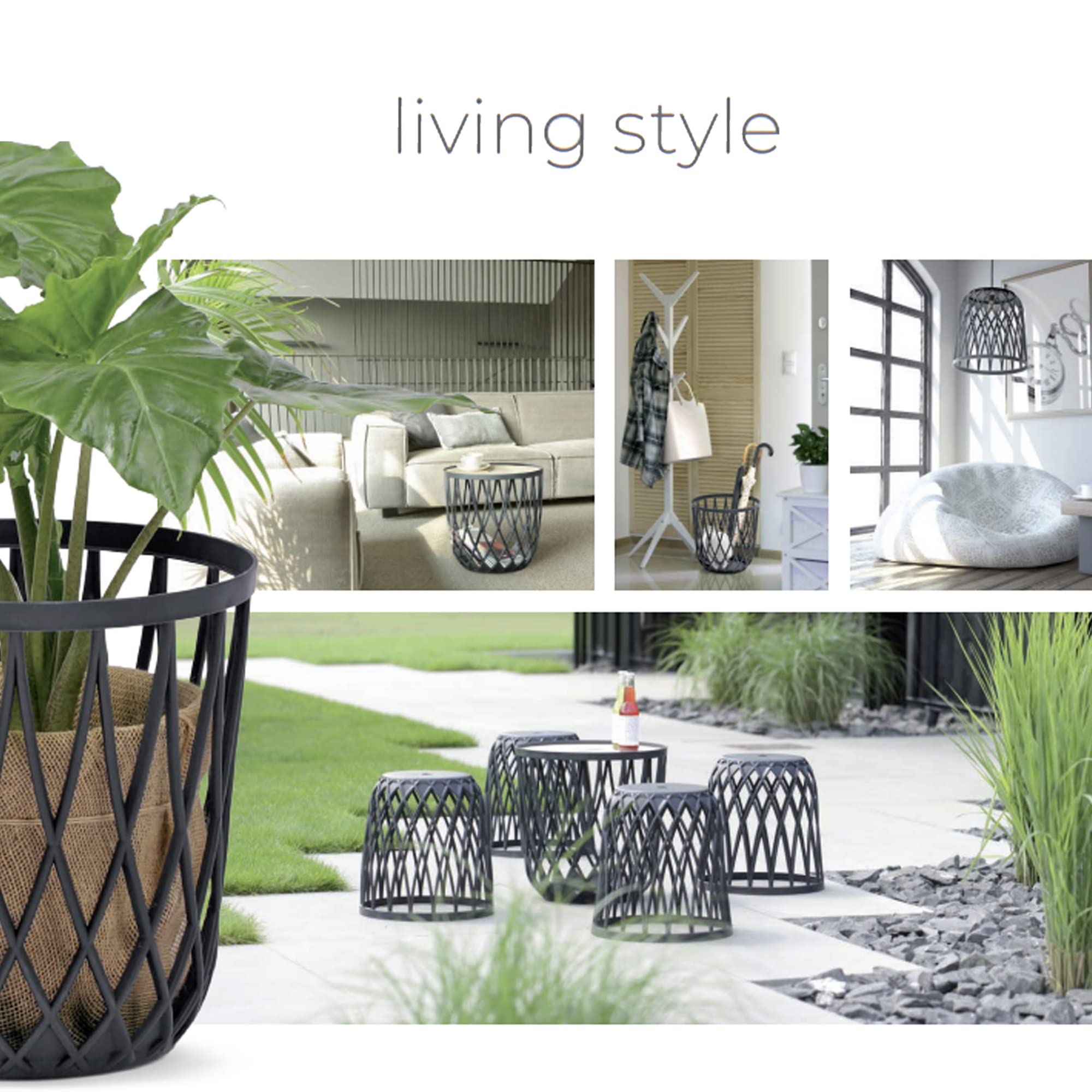 Support de panier de jardin - table d'appoint décorative UNIQUBO 55L, dimensions (mm) 447x447x450, couleur Anthracite