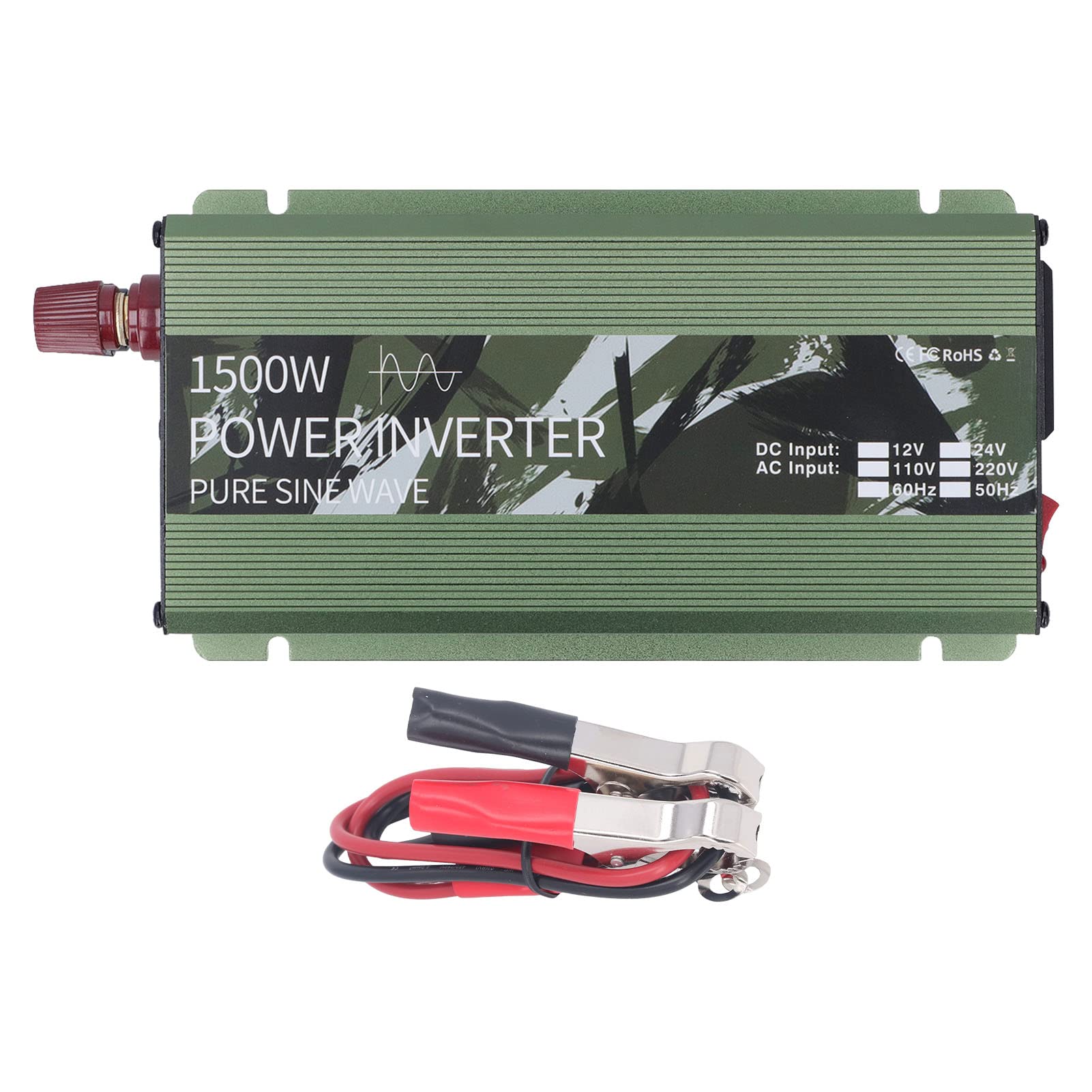 Przetwornica Czystej Fali Sinusoidalnej o Mocy 1500 W Stop Aluminium DC12V Do AC220V Falownik Samochodowy na energię słoneczną Rzeczywista Moc Wentylatora Chłodzącego o Mocy 600 W