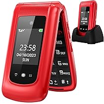 uleway GSM Telefono Cellulare per Anziani,Tasti Grandi,Volume alto,Funzione SOS,Pantalla 2.4,Base di ricarica e fotocamera(Rosso)(con 1 * batteria 1000mAh)