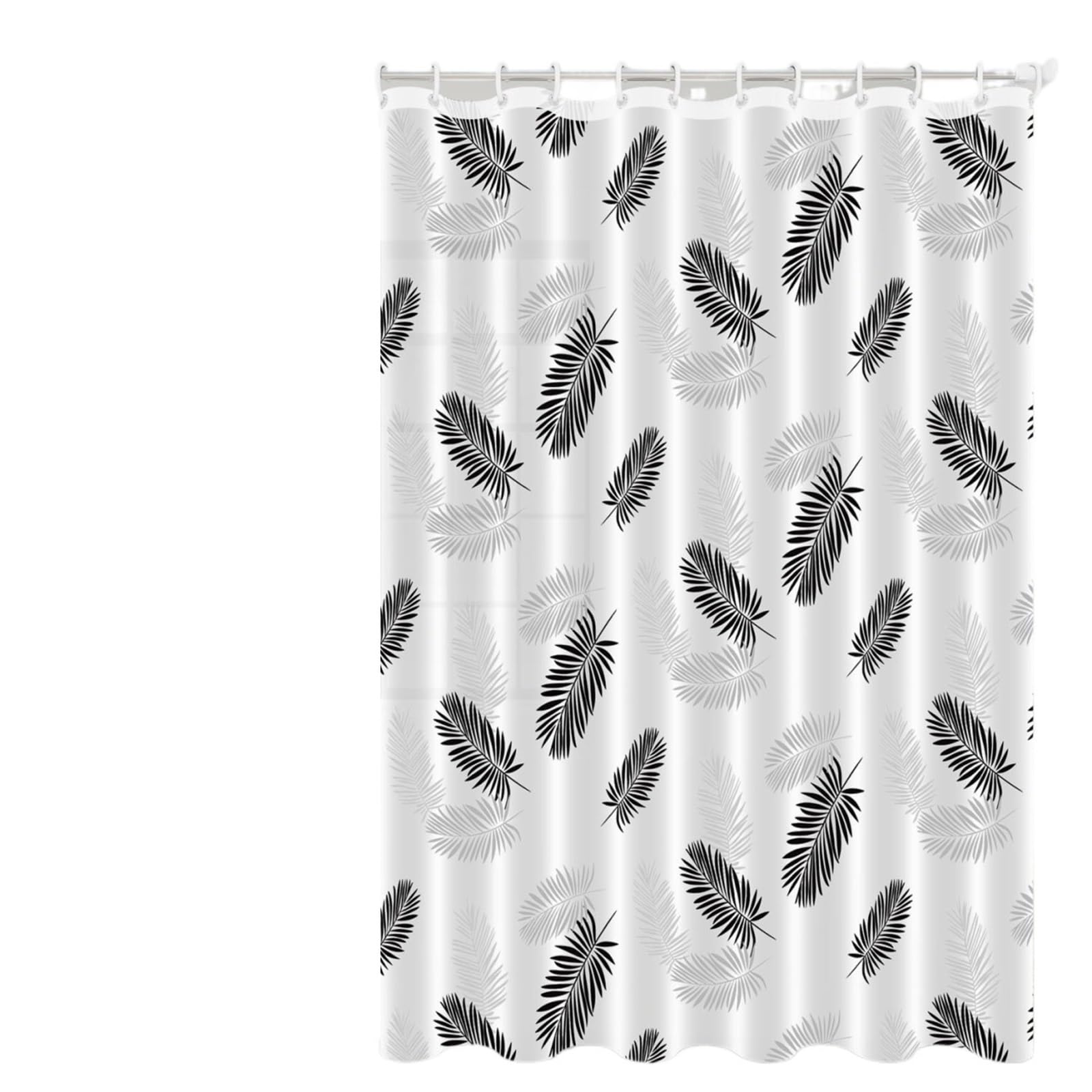 Cortina de Ducha Cortina de Ducha, 1 Pieza, Hojas Tropicales Negras, decoración baño botánica PEVA Impermeable Popular(180 * 180cm)