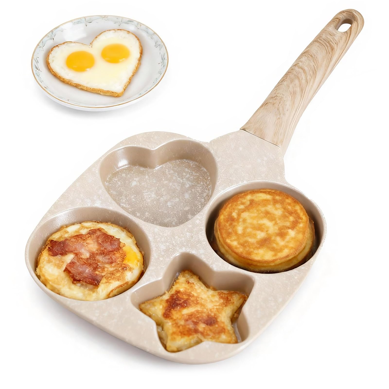 RAINBEAN Egg Frying Pan, 4 Cups Non Stick Frying Pan with Heat Resistant Handle Quick Cooking Easy Clean All Stovetops Compatible Home Breakfast Pan