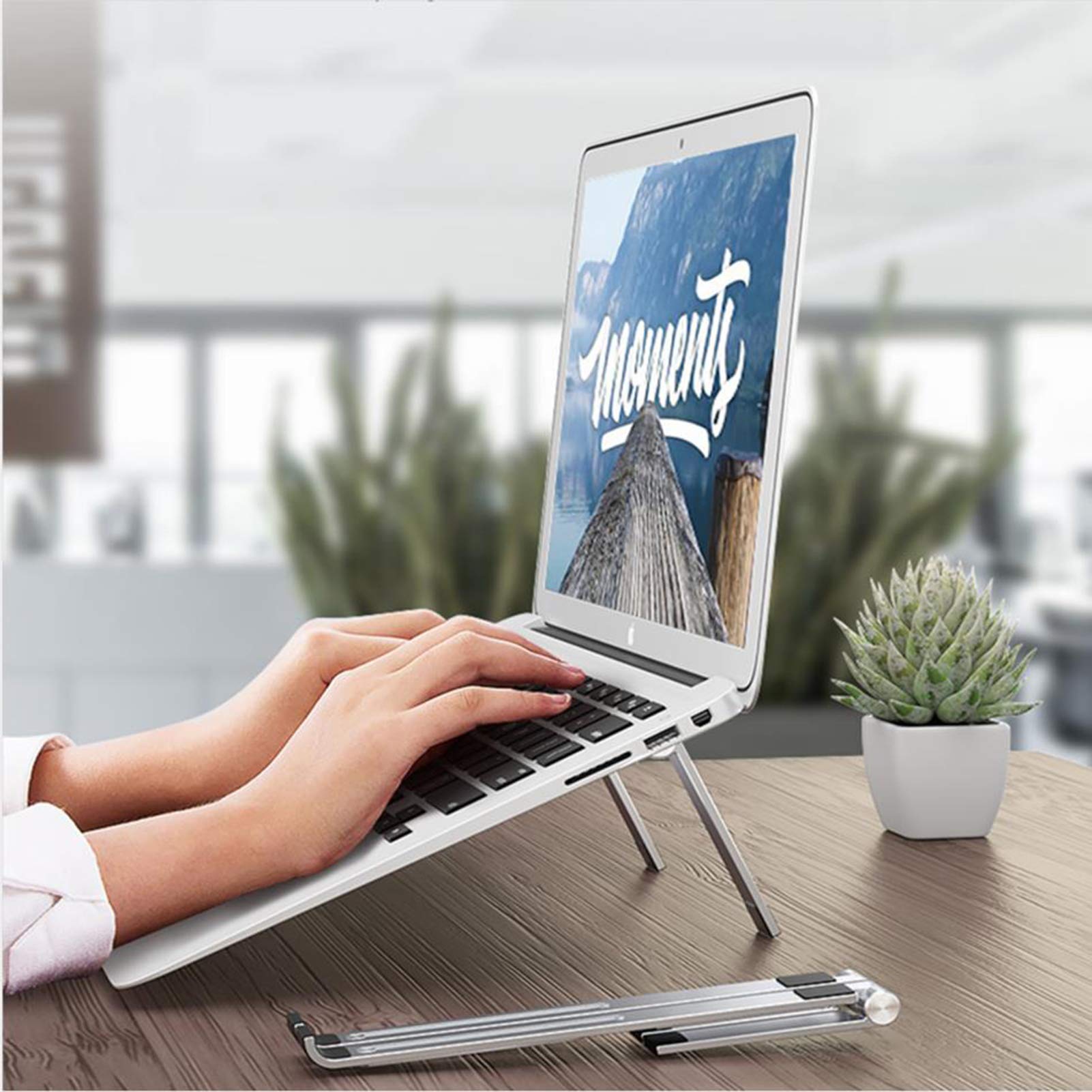 Stojak na laptopa Przenośny uchwyt na notebooka Wentylowany Regulowany 3-poziomowy na MacBooka i notebooka, składany regulowany stojak na laptopa na laptopa i tablet 11-15,6"