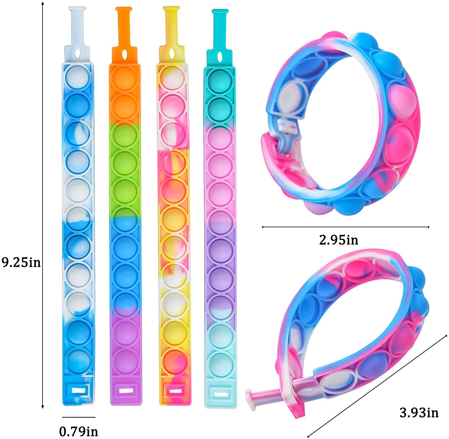 (Pack of 6) Pop It Band, Kids Bracelet Fidget Toys,Pop it Band Bracelet, Wearable Sensory Bracelets for Autism Special Toy for Kids and Adults - Image 4 thumbnail