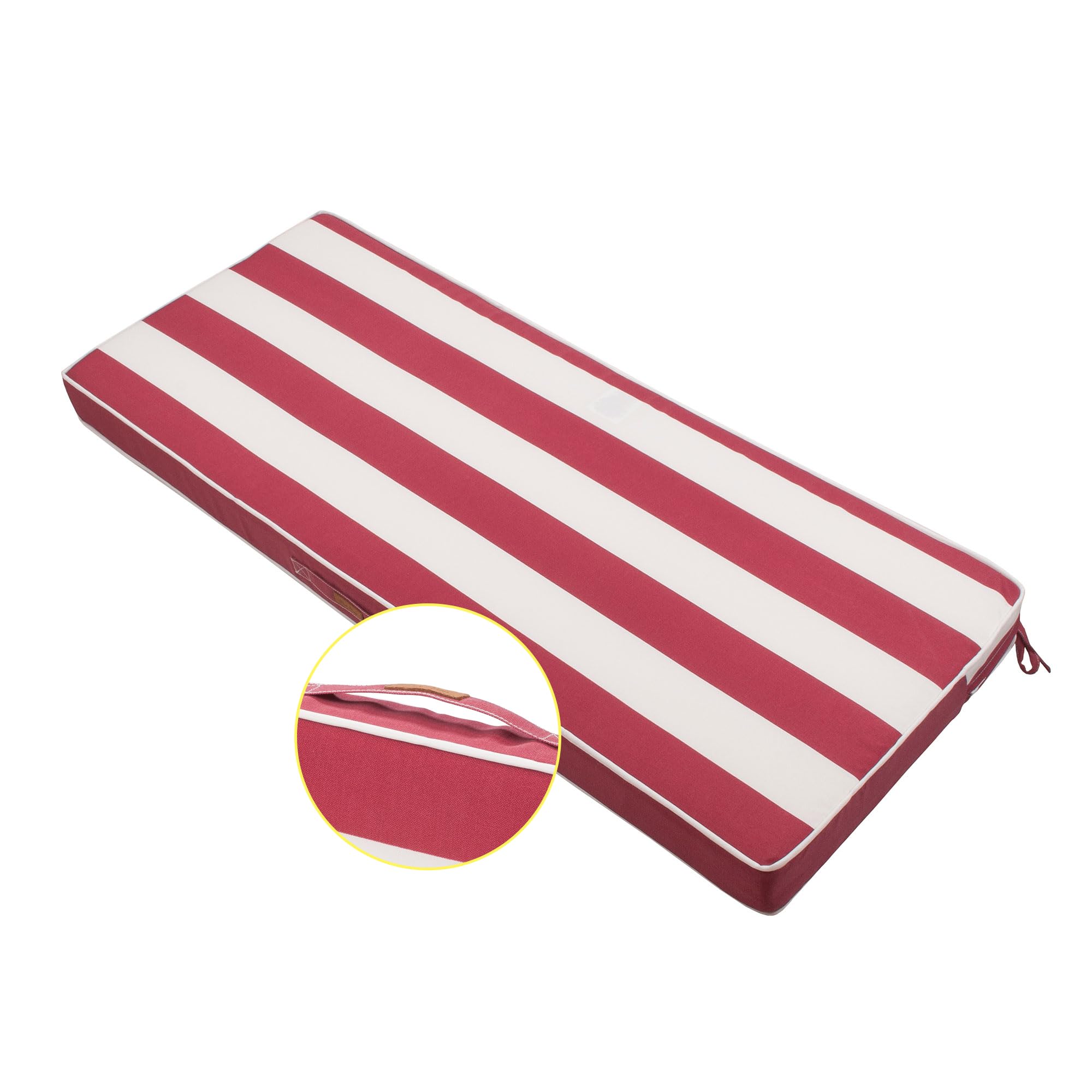 FUNHOME Outdoor Bench Cushion 48 x18 x3 Inch,Waterproof Portable Settee Cushion,Foam Insert with Handle&Ties,Bench Seat Pads for Garden Patio Porch