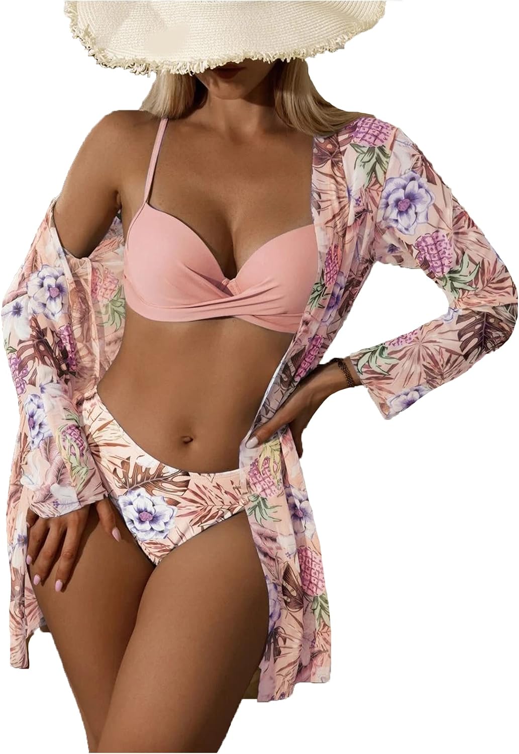 Bestgift Swimsuit Bikini Three Pieces Swimsuit Women Swimsuit Three Pieces Bikini