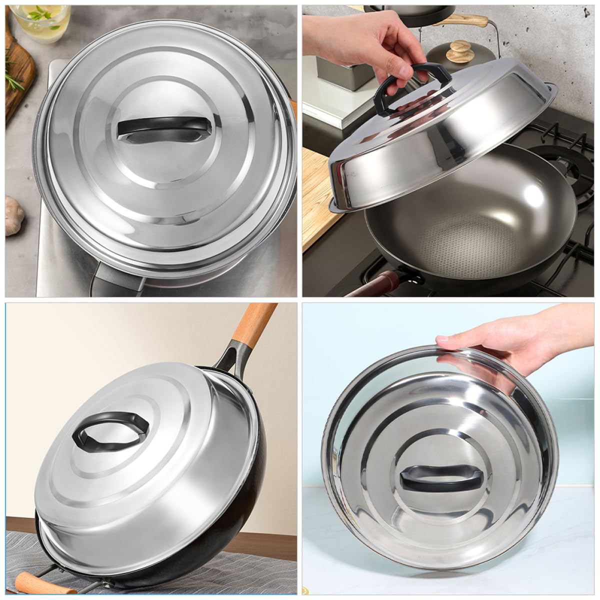 FRCOLOR Runder Ersatzdeckel aus Edelstahl für Töpfe und Pfannen Universeller Pfannendeckel mit Hoher Härte und Hoher Festigkeit zum Braten und Dämpfen