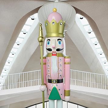 CDL 4 feet Christmas Nutcracker Wooden King Pastel Pink 120cm K16