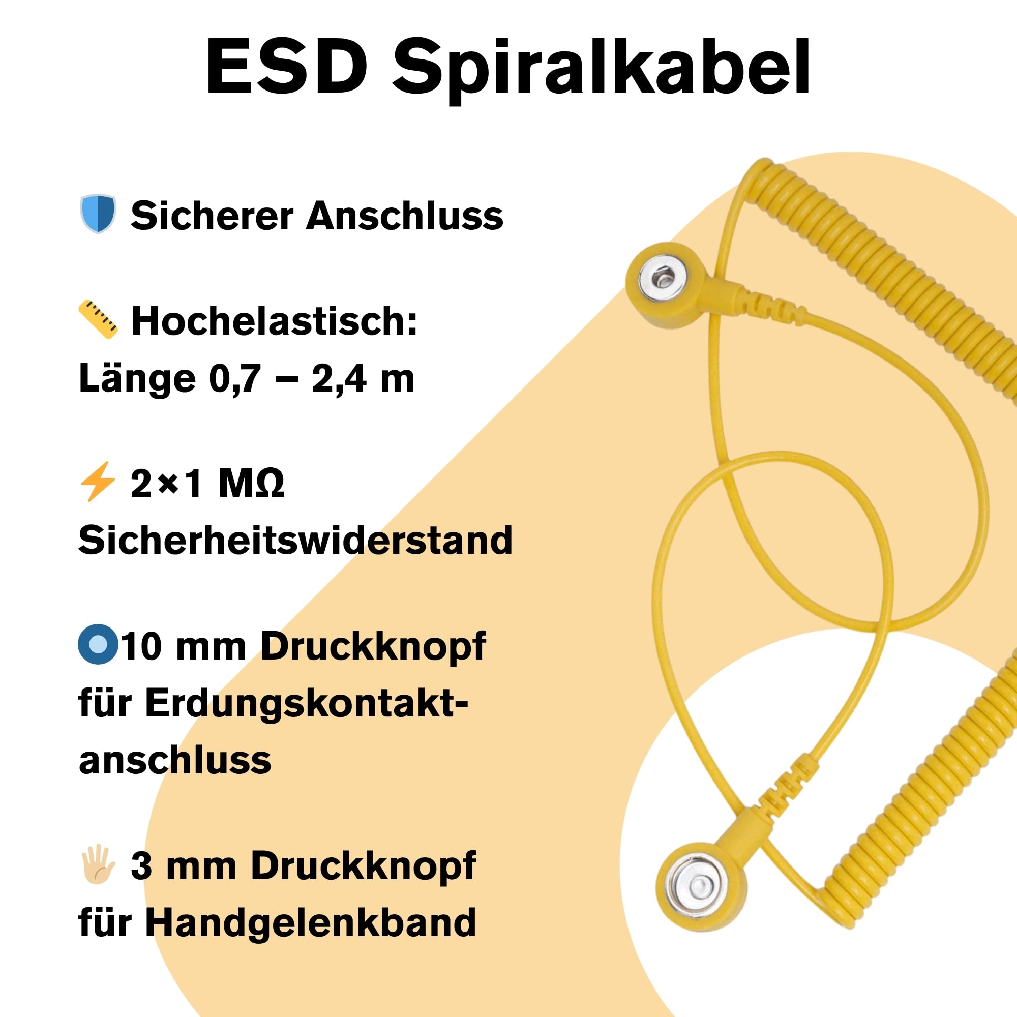 BERNSTEIN ESD Handling Set 7 piezas | ESD Matte Negro (50 x 40 cm) + Cable de tierra + Conector de tierra + Lupa de mano LED + Pinzas + Pulsera + Cable en espiral | ESD Computer Tischmatte