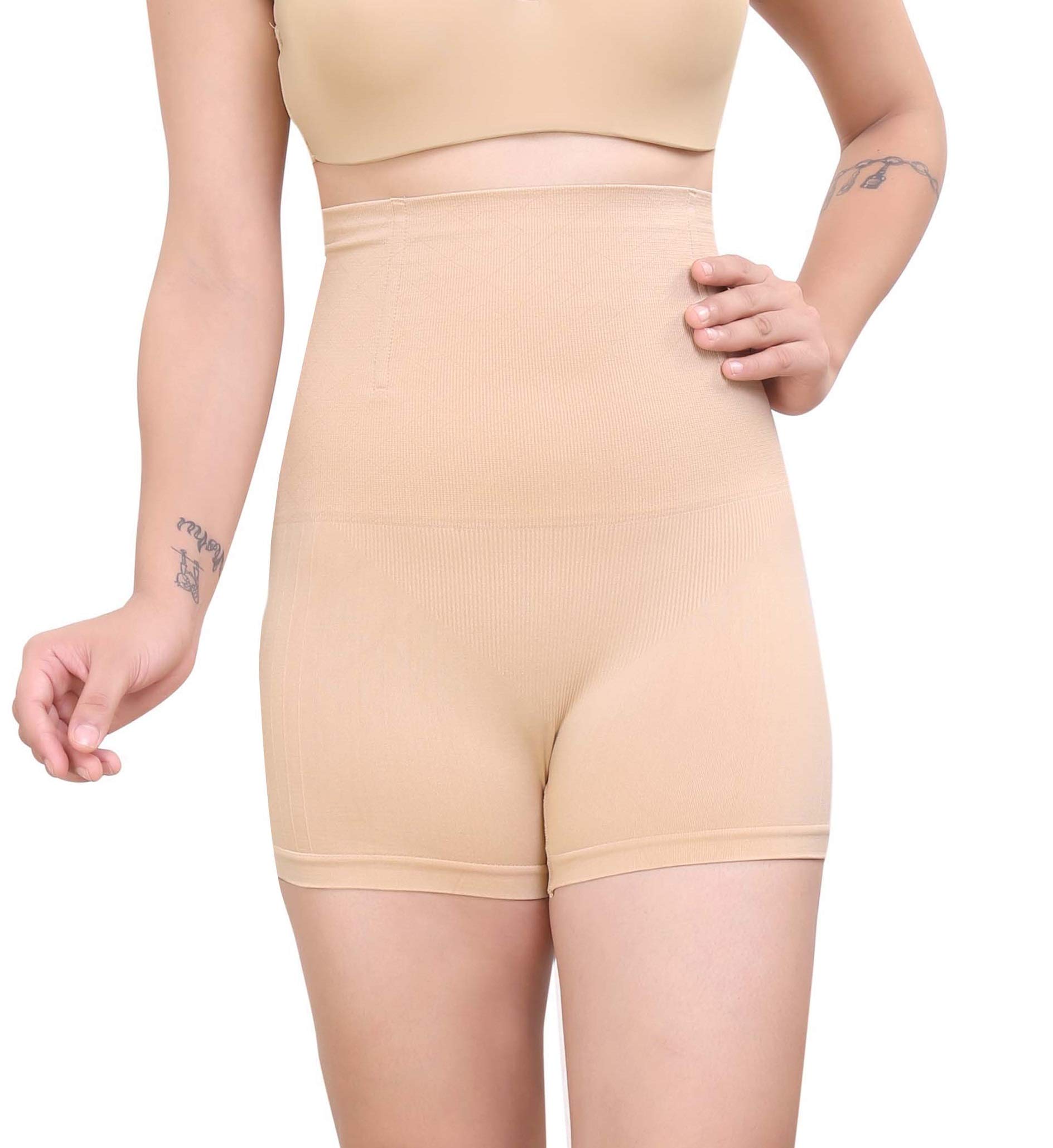 glamoras Women’s No Rolling Down Tummy Control Boyshort Shapewear for Tummy, Back & HIPS,Beige-picture-6