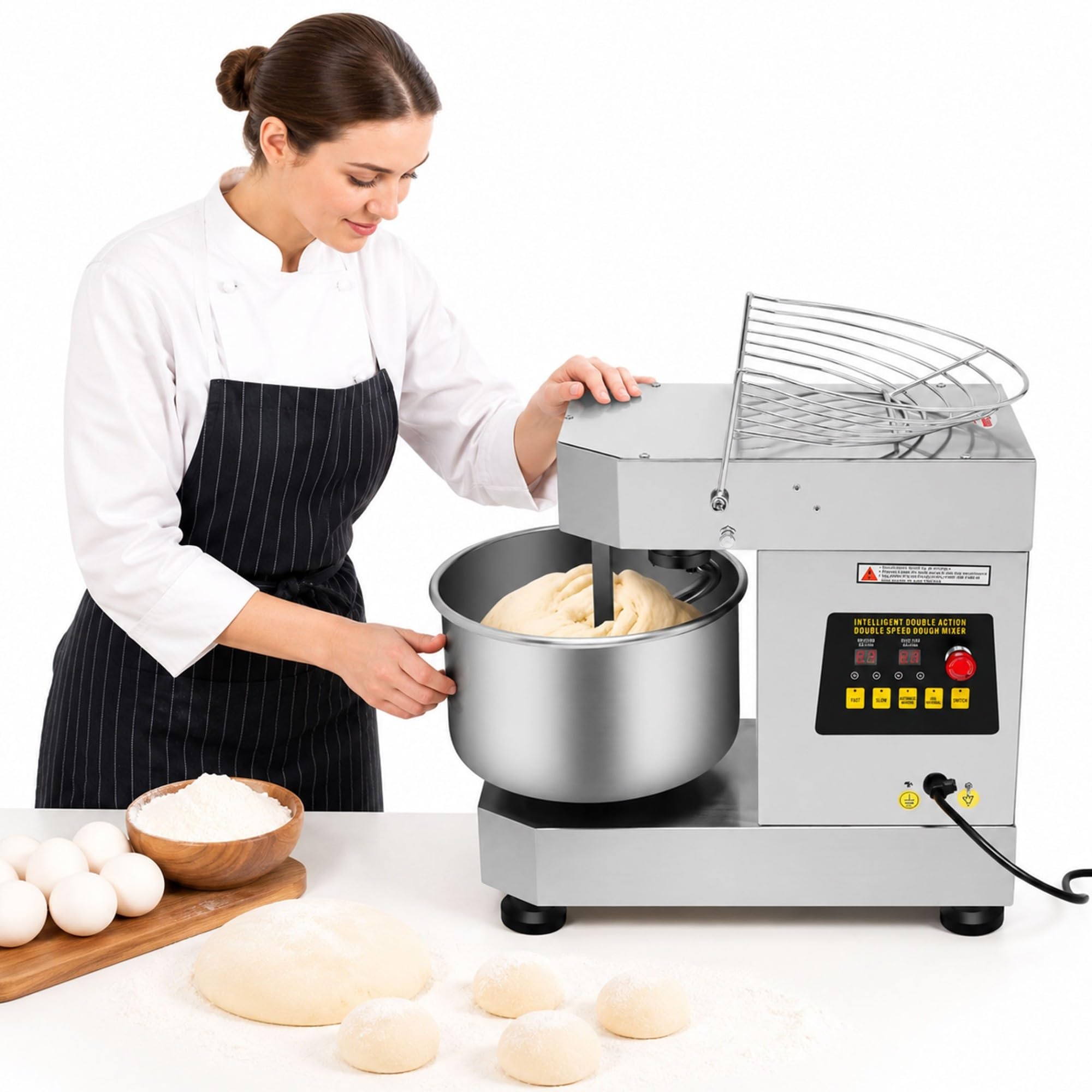Mélangeur alimentaire commercial 2 vitesses, machine à pétrir en acier inox