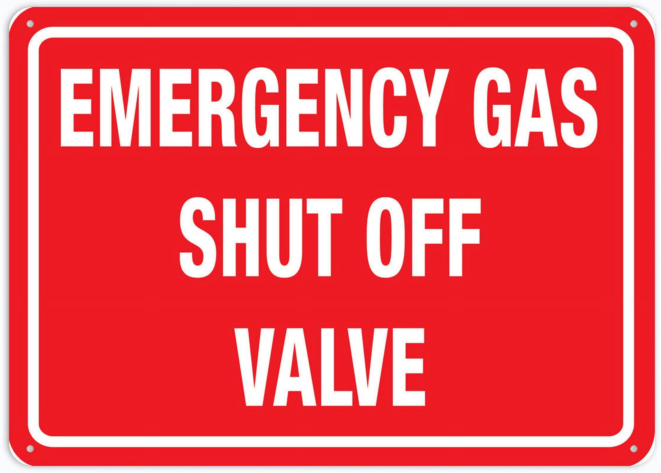 Emergency Gas Shut Off Valve Sign - UV-Ink Printed Aluminum 12"x8", Outdoor Use for Home & Business