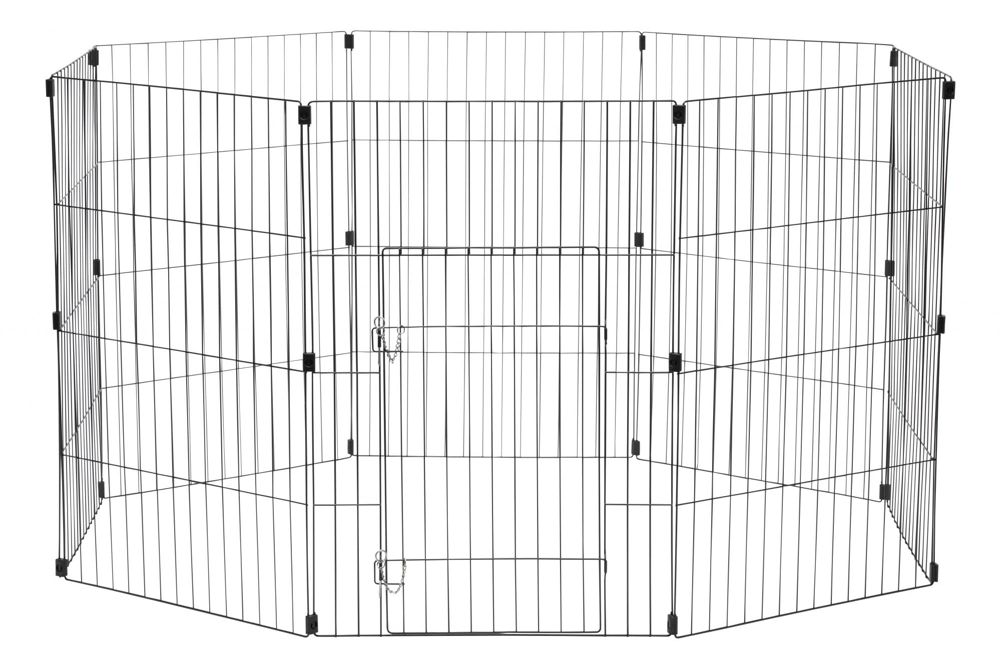 Iris Ohyama, Corral, Recinto Exterior, Perrera, Jaula para Perro, Gato, Conejo, 1,7 m², 8 Paneles/An 60 x Al 90 cm, WPC-36, Negro
