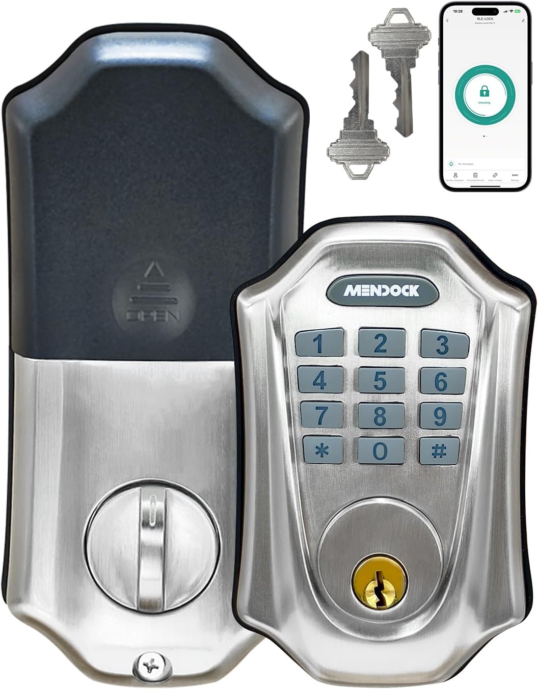 Keyless-Entry Deadbolt Smart Lock: UF01 GreenShield Digital Exterior Locks for Front Door, Touch-Control Keyless Door Lock with Keypad Smartphone Control, Waterproof IP54 (Satin Nickel) Keyless-Entry Deadbolt Smart Lock: UF01 GreenShield Digital Exterior Locks for Front Door, Touch-Control Keyless Door Lock with Keypad Smartphone Control, Waterproof IP54 (Satin Nickel)