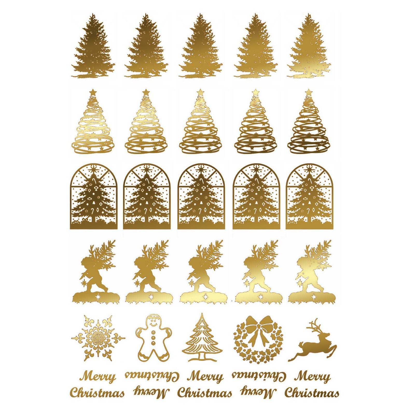 Christmas Tree 30 pcs 22k Gold Fused Glass Decals