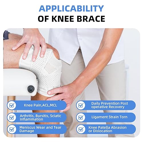 Miniatura 2 de Rodillera para dolor de rodilla y lesiones de ligamentos, manga de compresión de rodilla con correas de tensión duales, soporte ajustable para