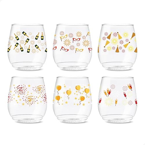 Miniatura 29 de TOSSWARE POP - Juego de 6 vasos de vino de 14 onzas Serie Mid-Century Retro, de alta calidad, reciclables, irrompibles y de plástico transparente