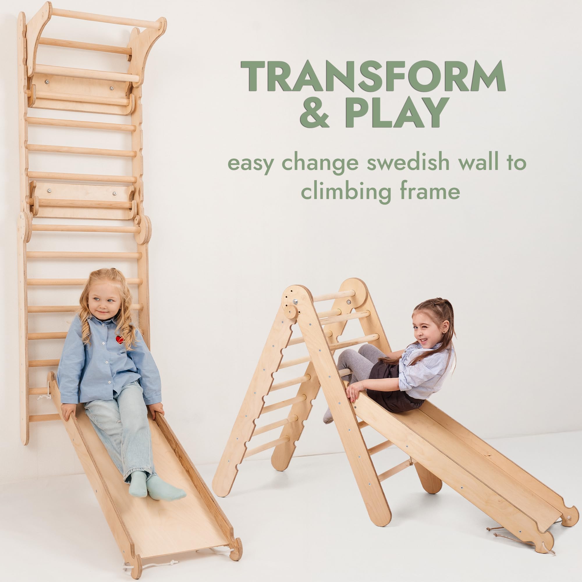 Goodevas Scala Svedese per l'Area di Giochi d'Interno - Set di Giochi di Scalata Montessori - Scalata in Legno per Interni per Bambini Piccoli e Bambini dai 2 ai 12 Anni