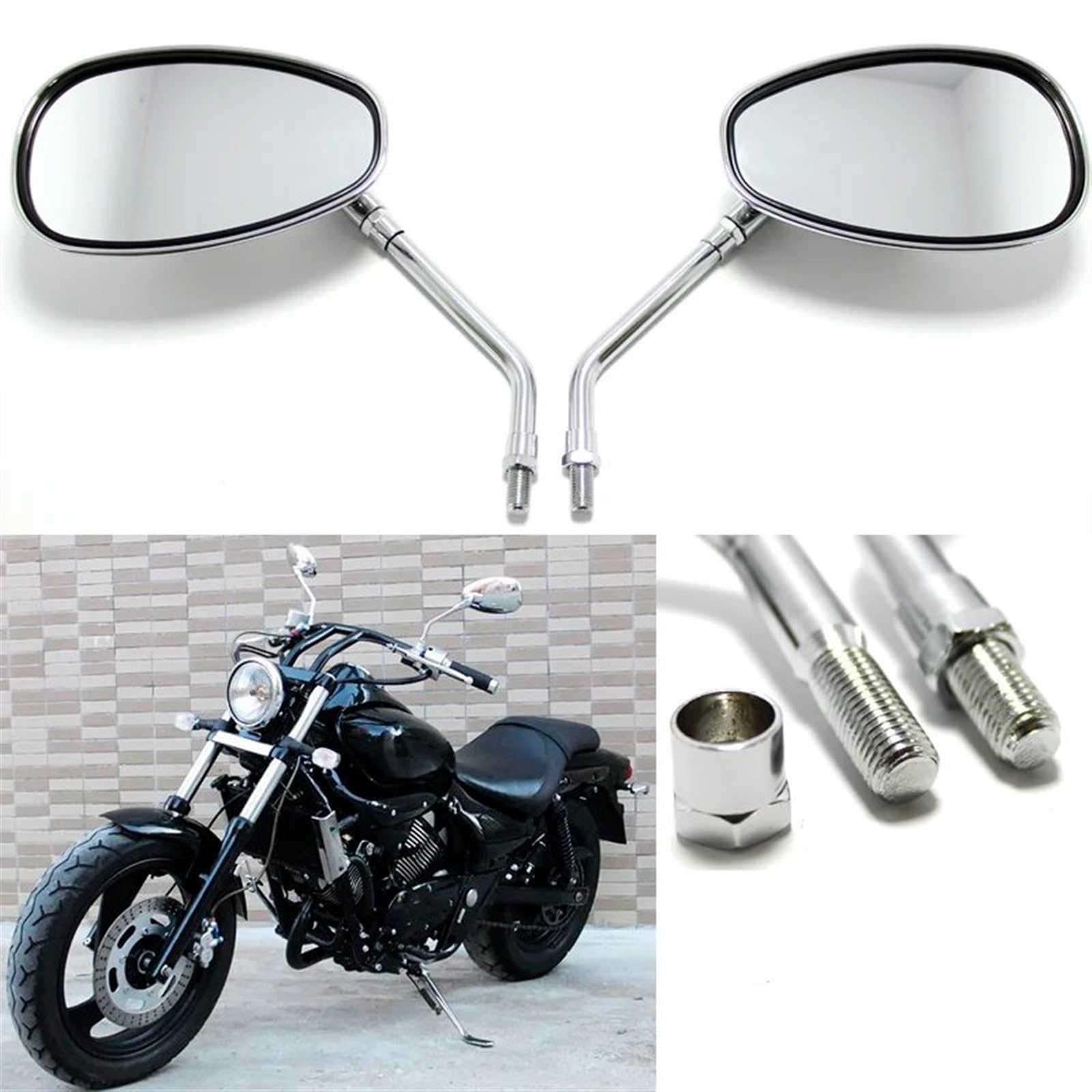 pour Touring pour Electra pour Glide pour Dyna pour Fatboy pour Softail pour Sportster pour Breakout Rétroviseur Moto 10MM Rétroviseur Carré Rétroviseur Moto Miroir Latéral Moto