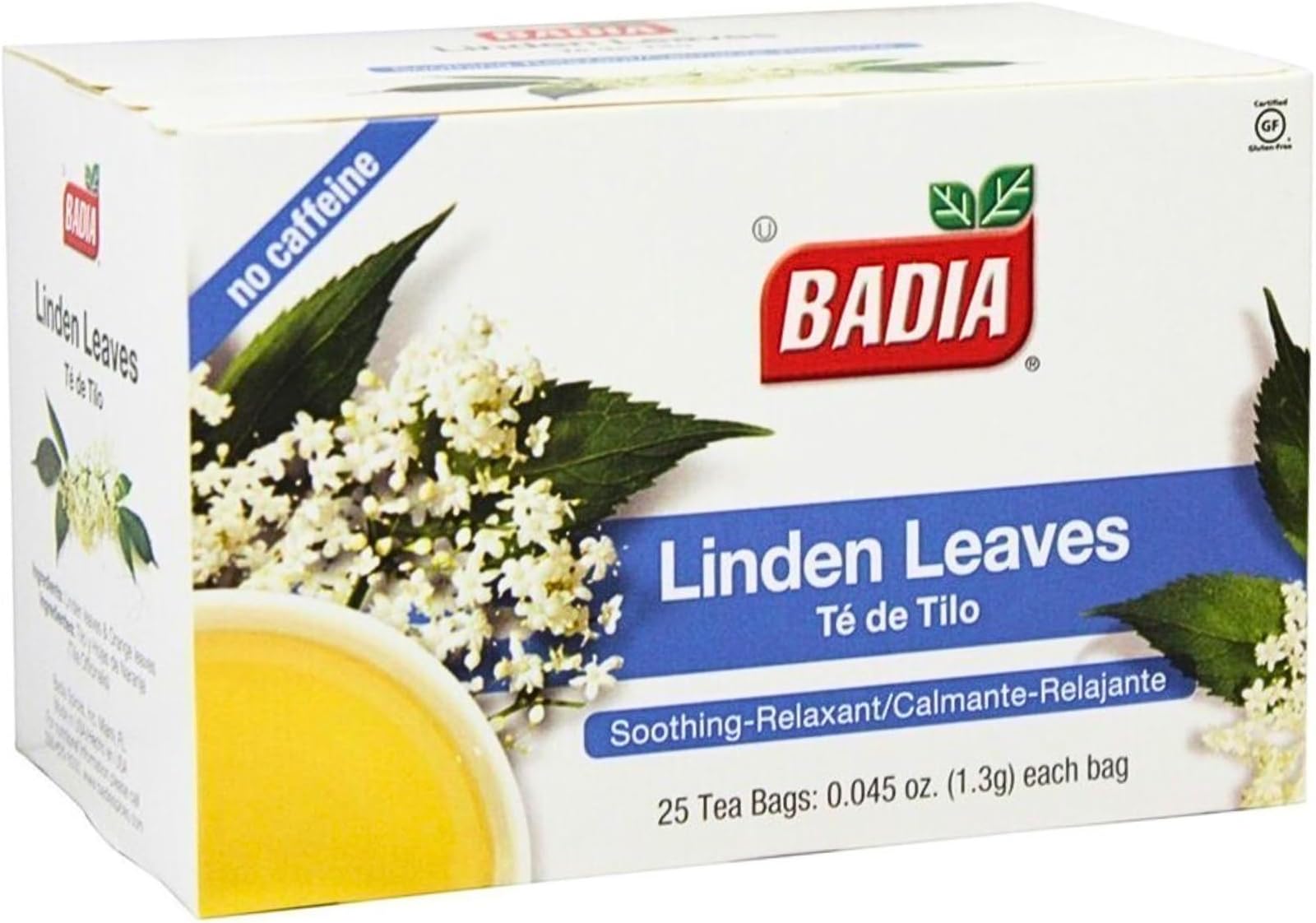 Badia Linden Tea, 25 Bags โ Calming Linden Leaf & Flower Herbal Infusion, Support Respiratory, Immune System, and Relaxation - Natural Tilo Tea - Caffeine Free, Kosher, Gluten Free