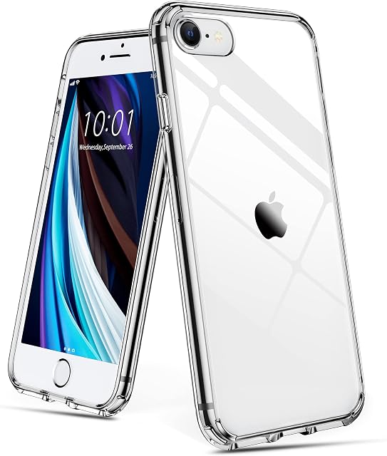 UNBREAKcable Case for iPhone SE 2022/SE 2020, iPhone 8/7 4.7 Inch - Clear Shockproof Hard PC Back, Soft TPU Bumper Protective Cover for iPhone SE 2022/8/7 [Shockproof & Anti-Scratch] -Transparent