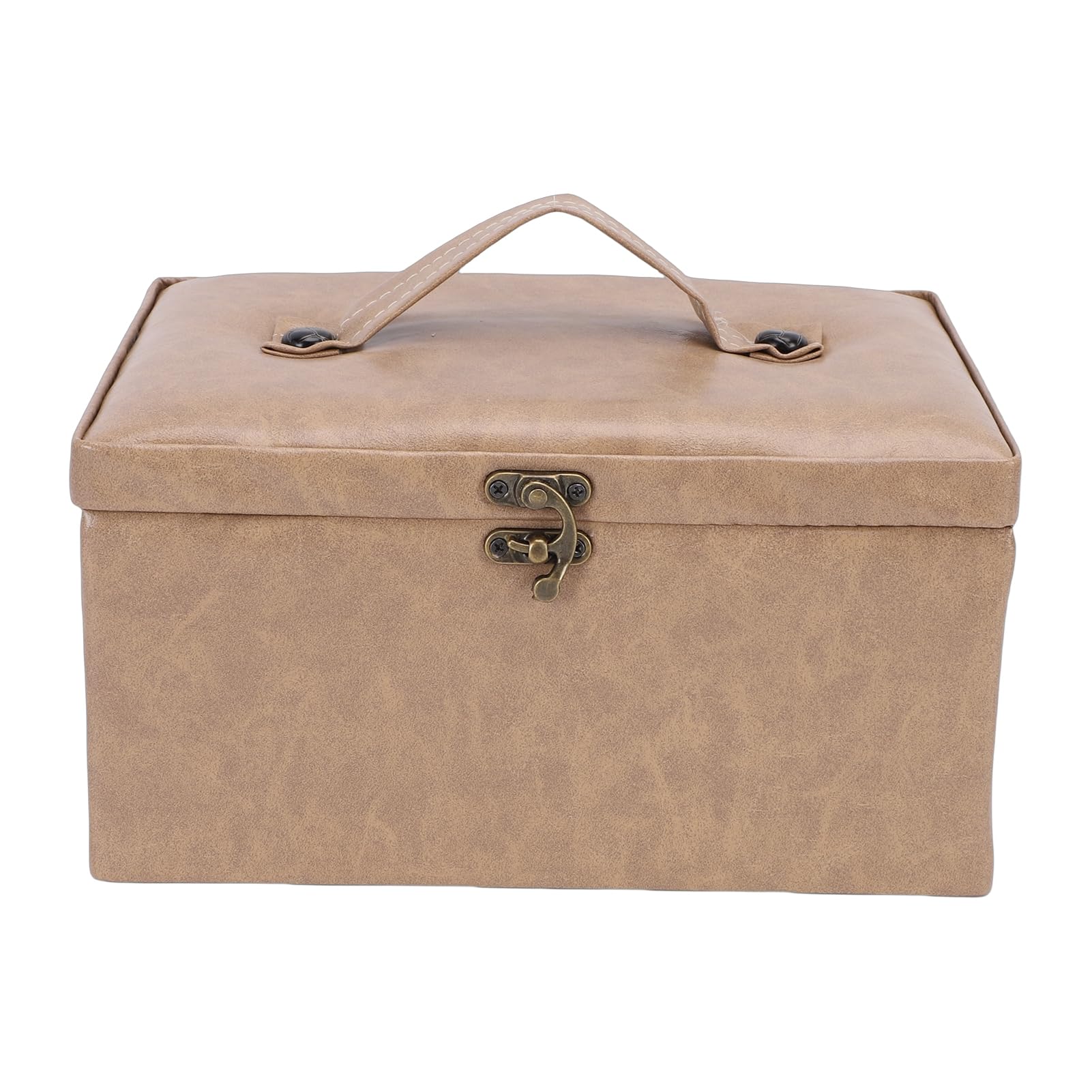 Leder-Nähkorb aus Holz, Tragbare Aufbewahrungsbox für Nadelfaden-Nähset-Werkzeuge, Vintage-Näh-Tragetasche mit Robuster Konstruktion, Ideal Zum Nähen von Heimwerkerbedarf