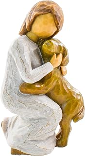 MrMrKura Angel Figurines of Friendship, Angel Dog Hugging Statue Resin Figurine Hand-Painted Sculpted Figure